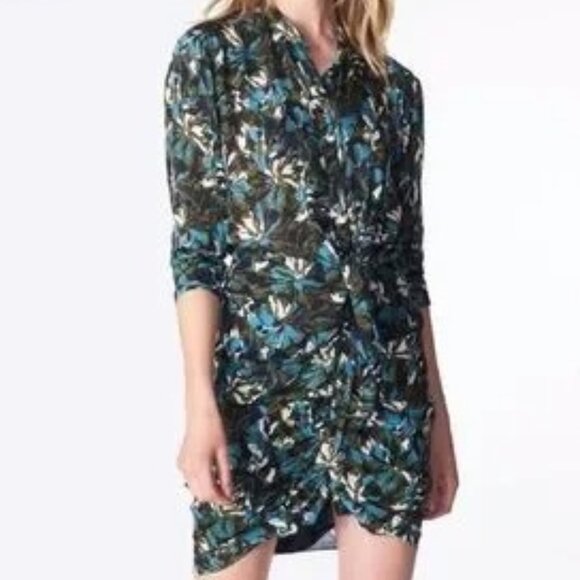 Veronica Beard Georgina Dress Silk Floral Button-Front Tie Waist Size 8 - Picture 1 of 12